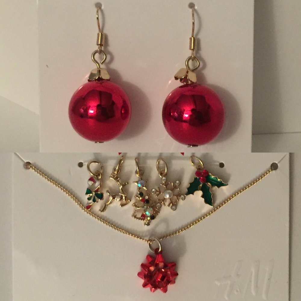 Xmas Holiday Earrings, Necklace, Pendants, Rings